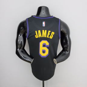 NBA Lakers #6 James Latin Black 75th Anniversary Jersey- 23/24