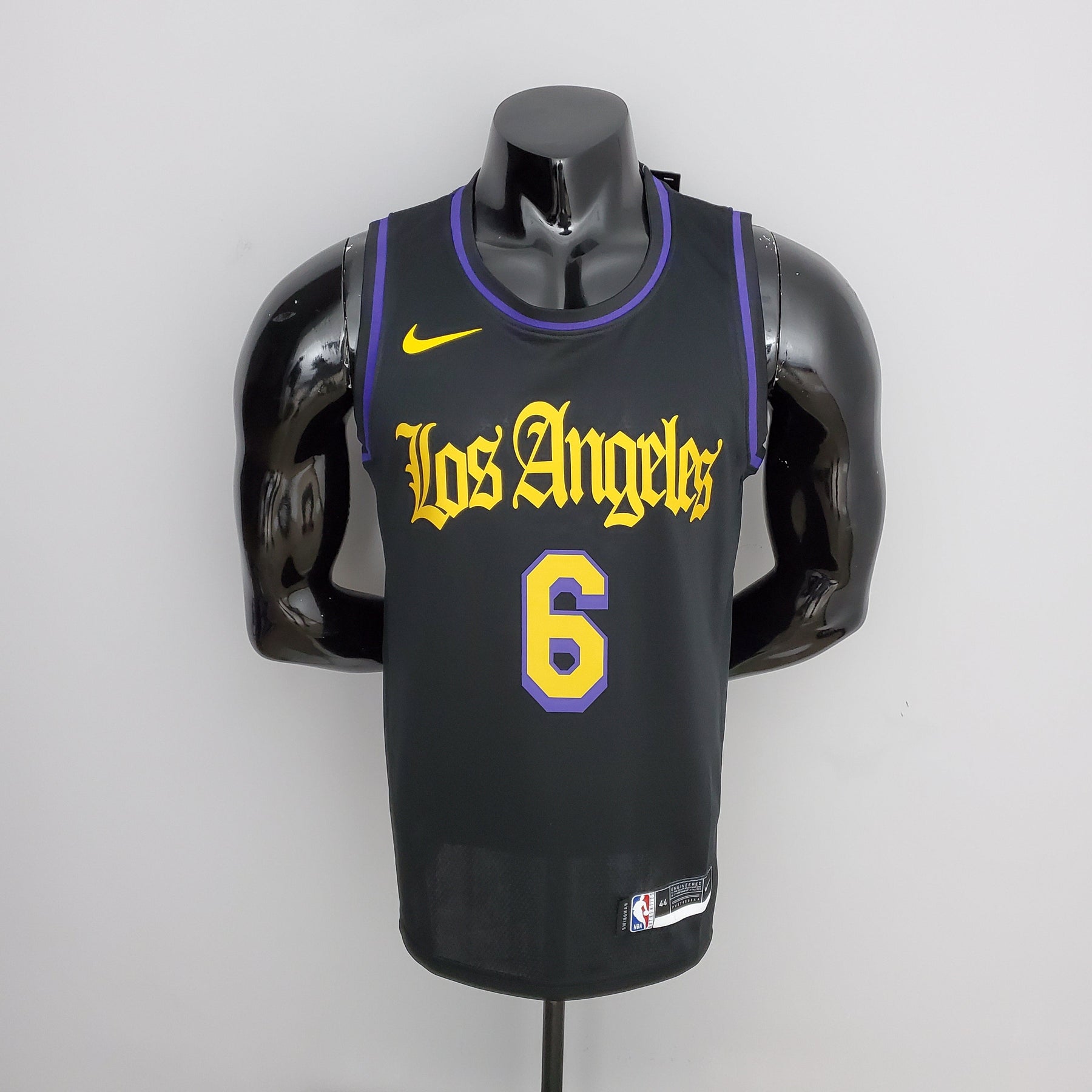 NBA Lakers #6 James Latin Black 75th Anniversary Jersey- 23/24