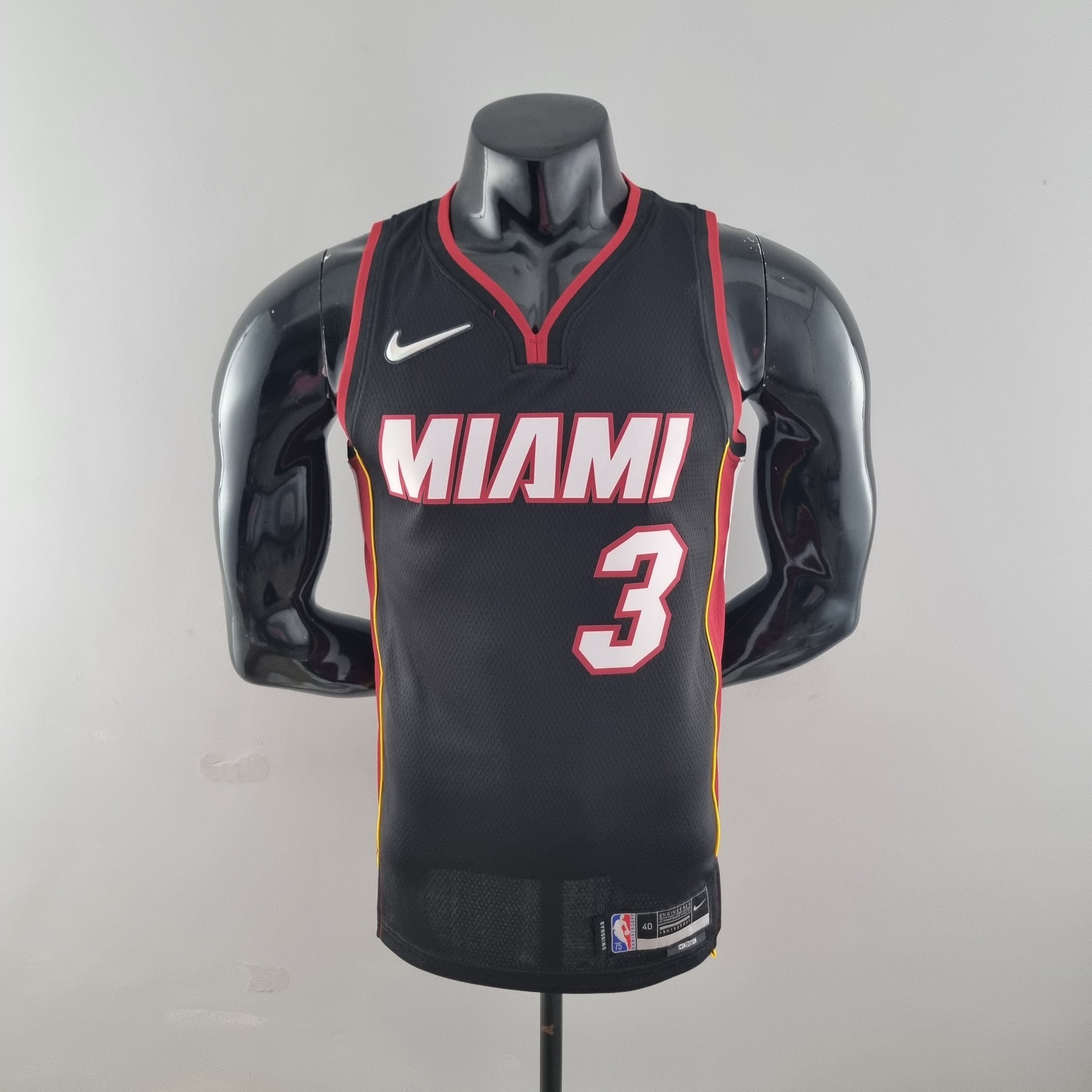 Jersey NBA Miami Heat #3 Wade - 75th Anniversary Black