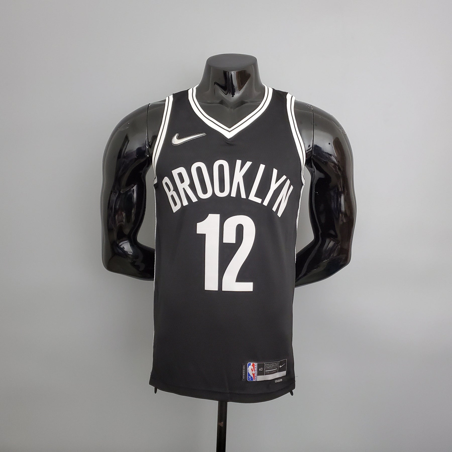 Jersey NBA Brooklyn Nets #12 Harris- 75th Anniversary Black