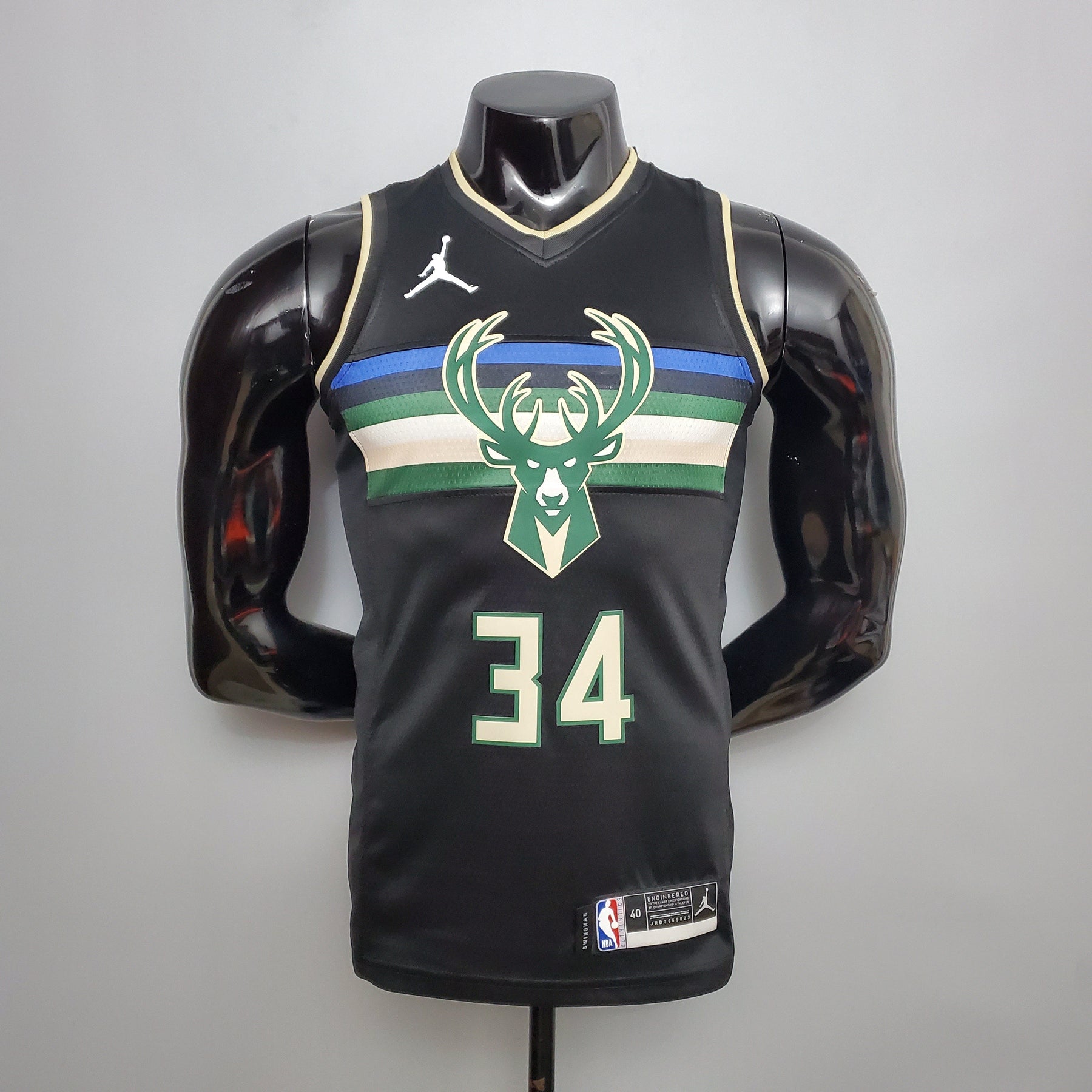 Jersey NBA Milwalkee Bucks #34 Antetokounmpo - Theme Black